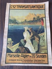 Schifffahrt Reise Reklame Werbung Litfaßsäule Plakat alter Druck Werbedruck