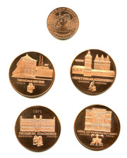 5 x Kupfermedaillen Zentrale