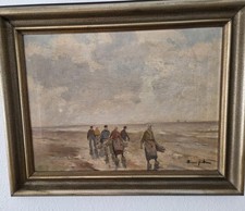 Bruno Jüttner, Fischer am Strand, Gemälde, Ölbild, 1880-1965, Impressionismus