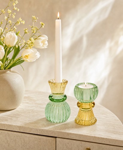 Glas kerzenhalter - 2-in-1,