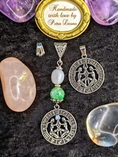 Anhänger CHALCEDON CHRYSOPRAS Geburtsstein Sternzeichen ZWILLINGE MAI Edelstahl