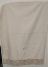 Überwurf, Überdecke, Tagesdecke, Bett, Sofa, creme, mit Fransen, Polyacryl