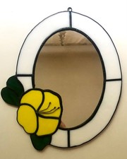 Tiffany Stil Spiegel • Handarbeit • Wandspiegel • Weiß/Gelb • 