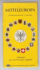 Strassenkarte Mitteleuropa. Kolorierte Landkarte / Karte. Jahresgabe des ADAC an