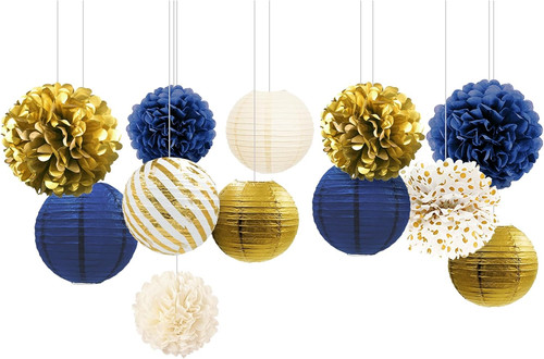 Navyblau gold dekorationen - navyblau, 12