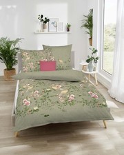 Kaeppel Fein-Biber Bettwäsche Set 2-tlg., Dessin Pagode, Farbe oliv