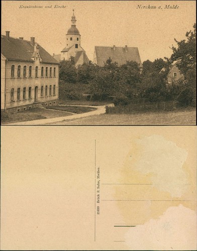 Postcard nerchau hospital and - hospital,
