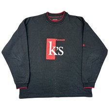 Vintage Kawasaki Sweatshirt Grafikdruck Y2K Sweatshirt Schwarz Rot Herren Large