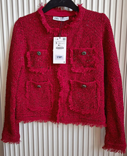 Zara tweedjacke rot glitzer - zara,