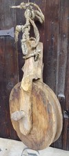 Alte Holz UMLENKROLLE Scheune Seilrolle Seilzug Lotter Flaschenzug urig Antik