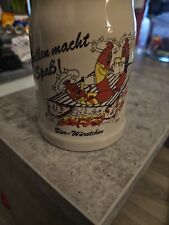 Bierkrug aus Steinzeug mit witzigen Spruch