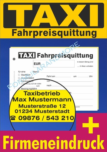 Taxi quittung block 2x50 - á,