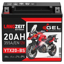 Langzeit YTX20-BS GEL Motorradbatterie 20Ah 12V 355A/EN 51822 CTX20-BS GTX20-BS