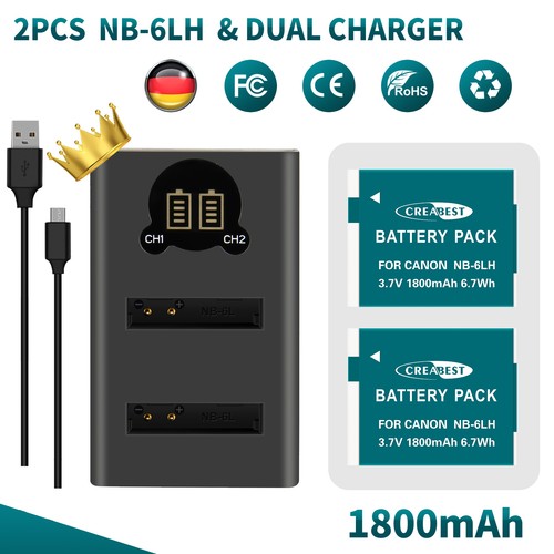 1800mah 6lh akku für - 2x, nb-6lh