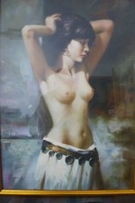 Wunderschön*Akt*Gemälde*Druck*Junge Frau*75 x 54 cm im goldenen Rahmen