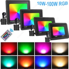 LED Strahler RGB mit Fernbedienung Stecker Fluter Bunt Scheinwerfer Gärten DHL