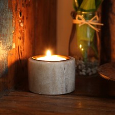 Teelichthalter Marmor Kerzenständer f. Teelichter o. LED Teelichter H: 4cm braun