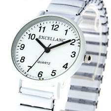 Damenuhr Excellanc Zugband weiß Flexband Armbanduhr Quarz analog Metallzugband