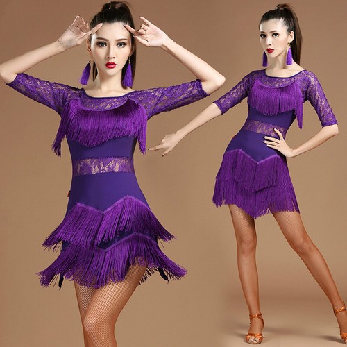 Damen latein tanzkleid fransen - tanzkleid,