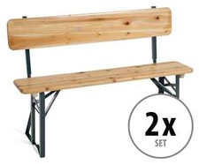 2 klappbare Bierzeltbänke mit Lehne und 119 cm für Camping, Balkon und Garten