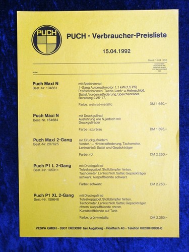 Puch preisliste 04 1992 - puch, 04.1992