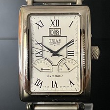 Elegante Automatic Vintage Herrenarmbanduhr (um 1980), Edelstahl, seltene Kompli