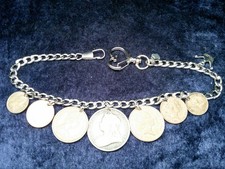 * Taschenuhrkette,Münzkette, Großbritannien, Queen Elisabeth II. schwer massiv *