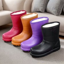 Gummistiefel gefüttert Thermostiefel Leicht EVA Damen Winterstiefel Warm Stiefel