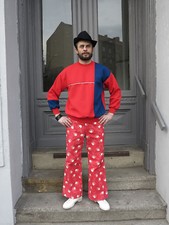 rot weiss Jeanshose Hose Schlaghose 70er True VINTAGE 70s jeans trousers red