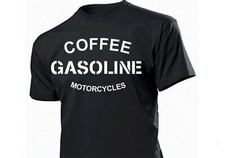 Coffee Gasoline Motorcycles T-Shirt Vintage V8 Big Block Biker Old School S-XXL