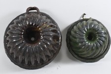 Q03K24- 2x antike Keramik Backform Gugelhupf Form 19.Jh 