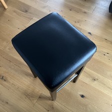 3x Barhocker Kunstleder ohne Lehne mit Fußstütze 4-Fuß Gestell Hocker schwarz