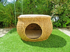 Katzenschlafkorb, Höhle, Wasserhyazinthe mit 2 Kissen - Maße: ca. 53 x 31 cm