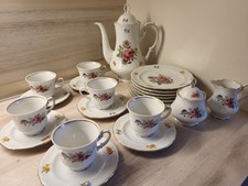 Kaffeeservice Johann Seltmann Vohenstrauss Blumen Vintage Goldrand 
