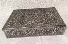 Vintage alte Blech Metallbox Keks Dose Jugendstil Engeln Putten