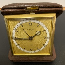 antiker Kienzle Reisewecker, 7 Rubis goldfarbend  Strahlenoptik D.R.P.