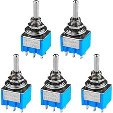 5x Miniatur Kippschalter 2-polig 6 Pins Umschalter mit Lötösen EIN-AUS-EIN