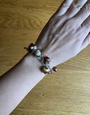 Silber 925 Armband mit Gehänge - Akoya Perlen Kunststeine Bunte Design