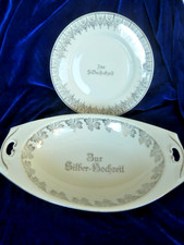 Uralt Teller Sammelteller und Schale Porzellan  Silberhochzeit Moschendorf