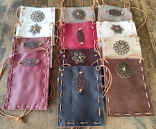 Echtes Leder HANDTASCHE 2 farbig SCHLAMM BRAUN quer Ornament Unikat HANDARBEIT