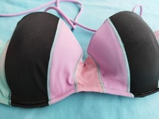 victoria secret Bikini Oberteil Gr. L 34 C rosa pink schwarz blau Streifen 