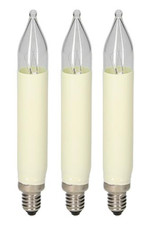 3x Schaftkerze Schaftkerzen  E10 E14 8V 12V 14V 16V 23V 3W 7W Elfenbein EGB