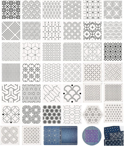 Sashiko stickvorlagen set - stickvorlagen, 38