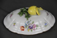 Nymphenburg Porzellan Deckel ovale kleine Rokoko Terrine Goldborte Blumendekor