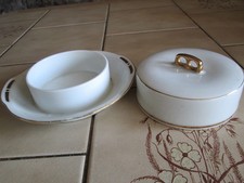 Porzellan alte (Butter?)-Käseglocke mit Goldrändern gemarkt (evtl. ehem. DDR)