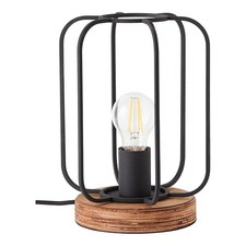 Brilliant Tischleuchte Tosh Industrie Schwarz/Holz max. 40W E27 Lampe Schalter