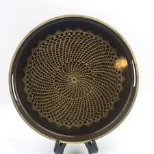 EMSA Tablett Ø33 cm | Retro 70er Design | Serviertablett Kunststoff braun rund