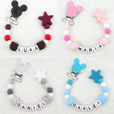 Bling Schnullerkette mit Namen Silikon ★ Stern Geburt Nuckelkette Baby Geschenk