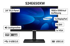 Samsung Color Display Unit S24E650XW 24 Zoll Monitor 1920x1200 PLS Schwarz 4ms