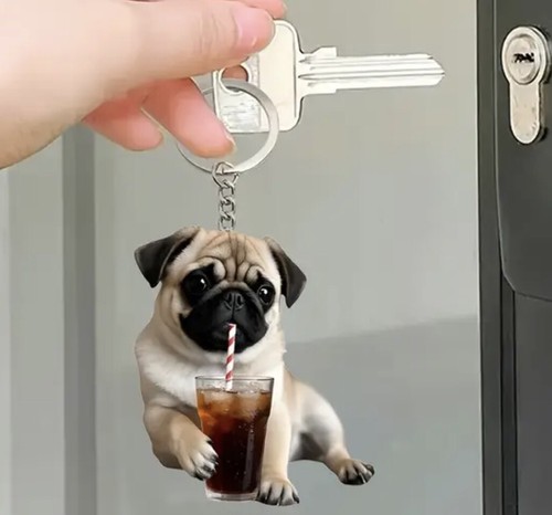 Schlüsselanhänger mops hund - schlüsselanhänger,